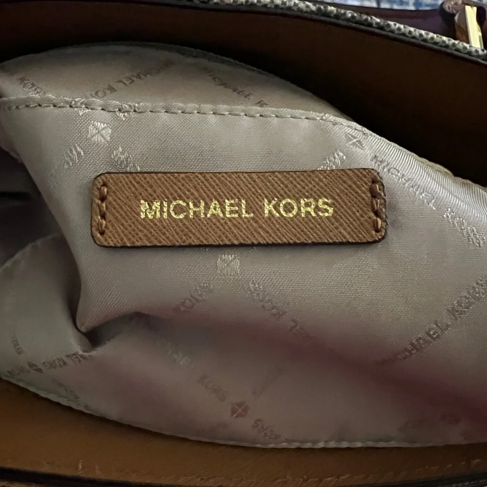 SOLD Michael Kors Hamilton Satchel/Bag/Purse Tan and Brown Satchel NWOT - Picture 12 of 15